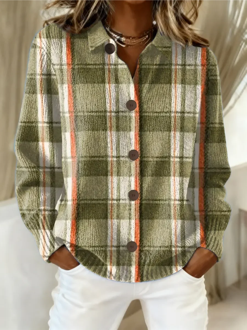 Brielle™ | Olive Plaid Button Cardigan