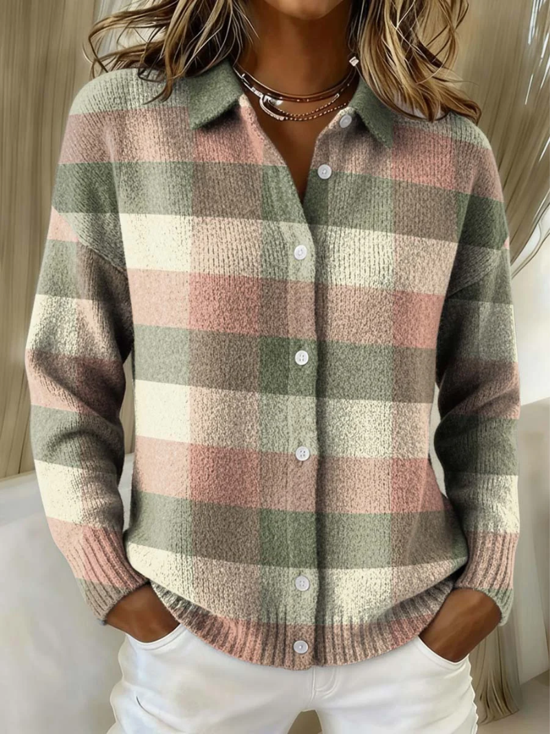 Isolde™ | Pastel Plaid Knit Cardigan