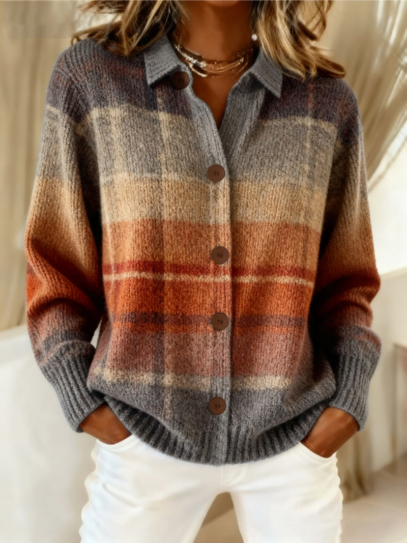 Seren™ | Autumn Ombre Plaid Cardigan