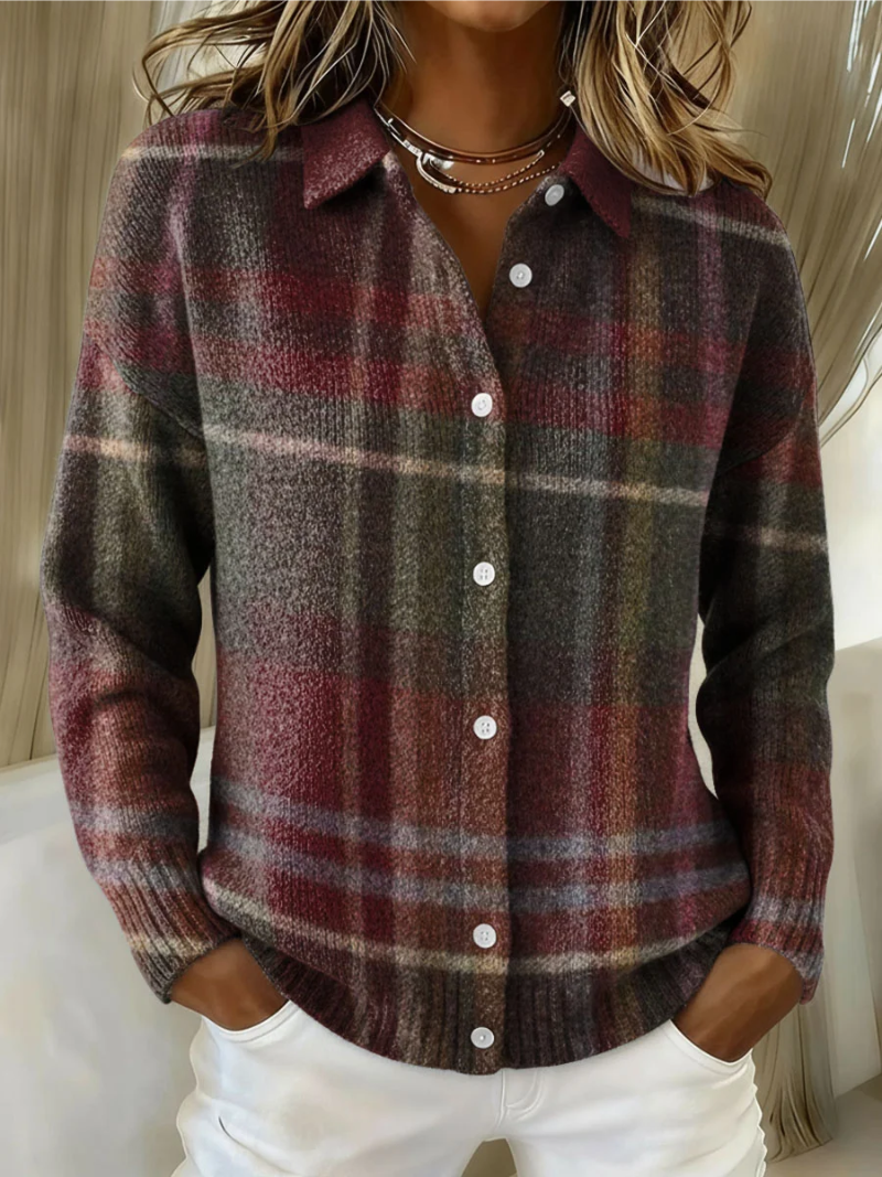 Rowena™ | Classic Plaid Knit Cardigan