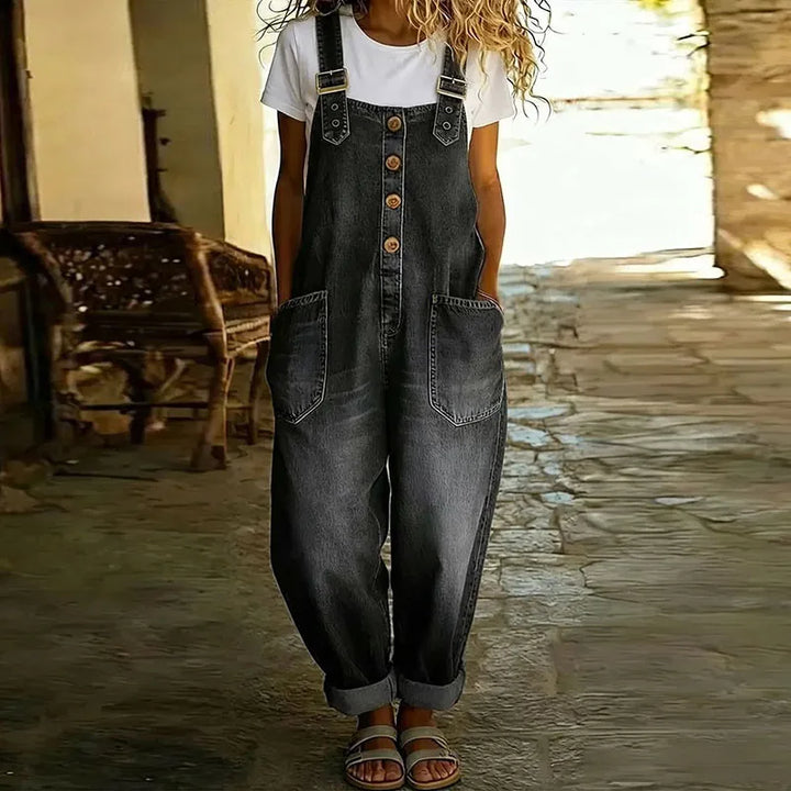 Mae™ | Vintage Soft Cotton Denim-Look Overalls