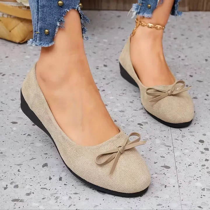 Léonie | Suede Bow Slip-On Flats