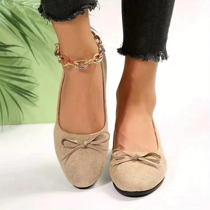 Léonie | Suede Bow Slip-On Flats