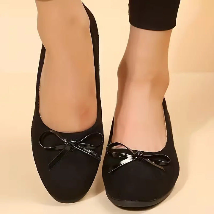 Léonie | Suede Bow Slip-On Flats