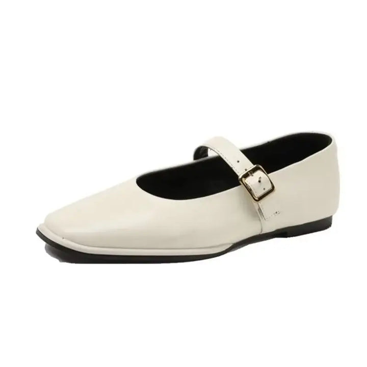 Isabelle | Leather Square Toe Ballet Flats