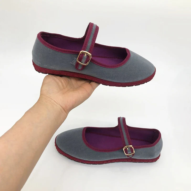Fleur | Grey Velvet Mary Jane Loafers