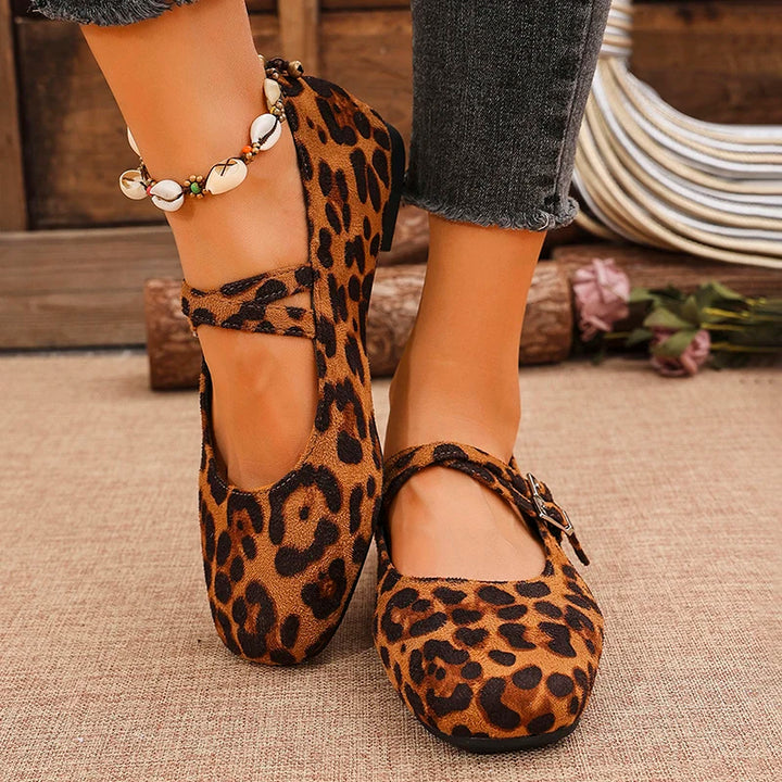 Juliette | Double Buckle Faux Suede Flats