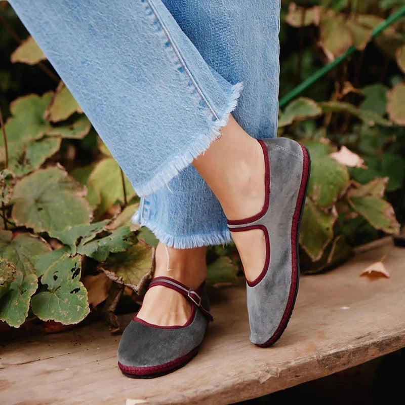 Fleur | Grey Velvet Mary Jane Loafers