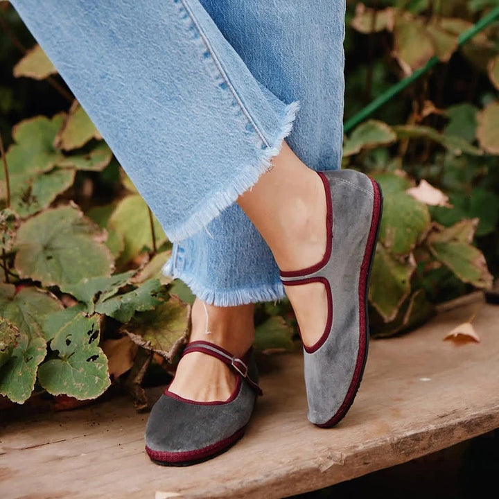 Fleur | Grey Velvet Mary Jane Loafers