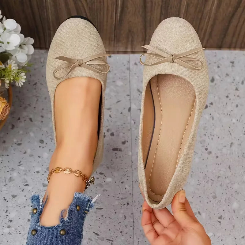 Léonie | Suede Bow Slip-On Flats