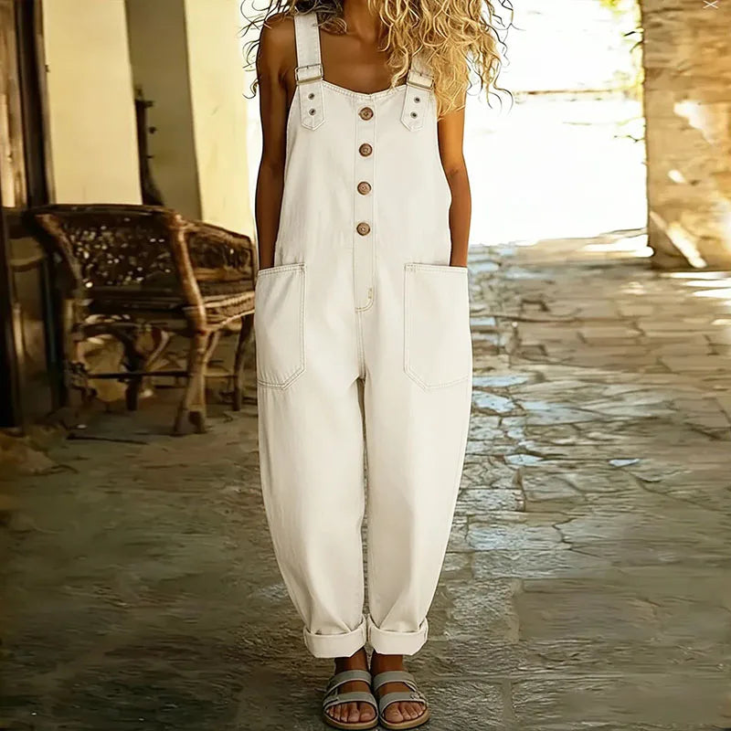 Mae™ | Vintage Soft Cotton Denim-Look Overalls