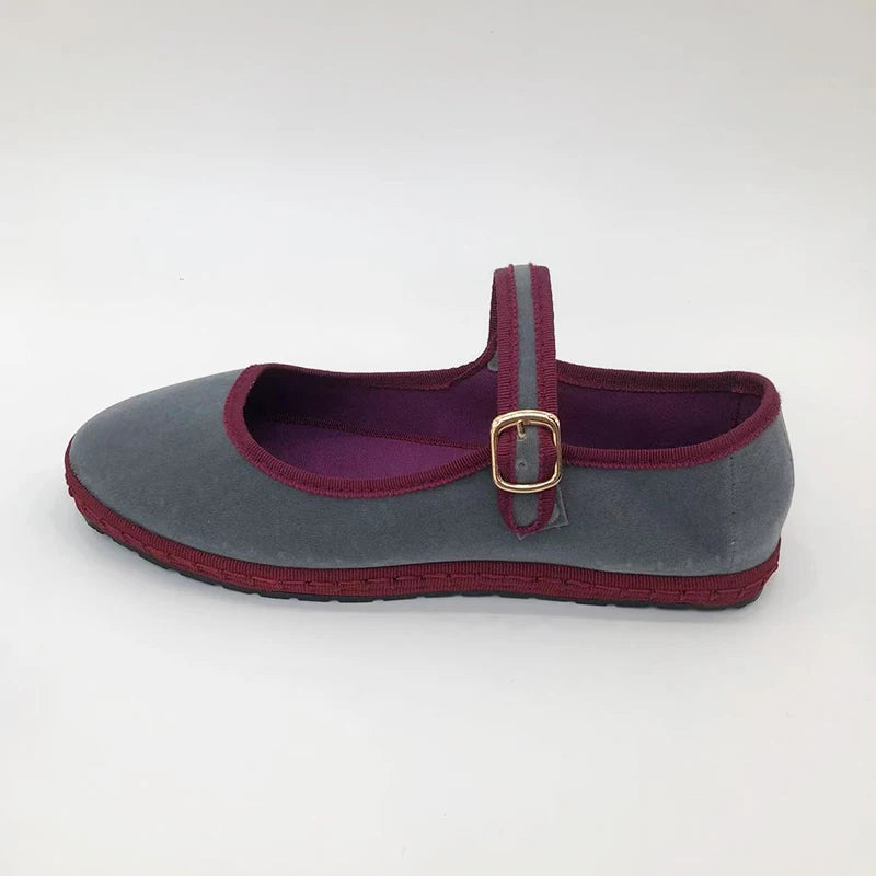 Fleur | Grey Velvet Mary Jane Loafers