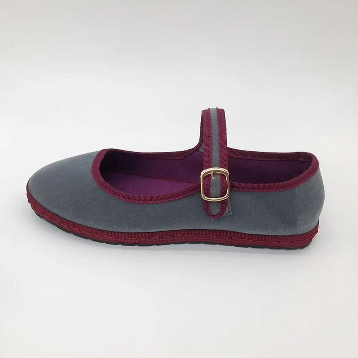 Fleur | Grey Velvet Mary Jane Loafers