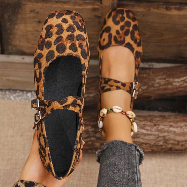 Juliette | Double Buckle Faux Suede Flats