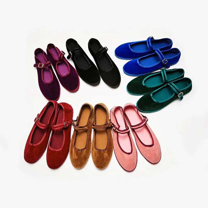 Fleur | Grey Velvet Mary Jane Loafers