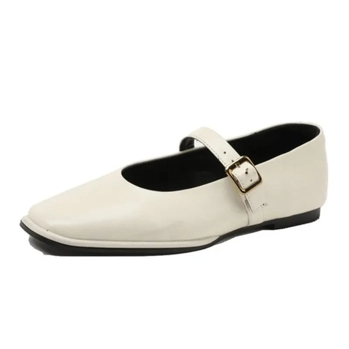 Isabelle | Leather Square Toe Ballet Flats
