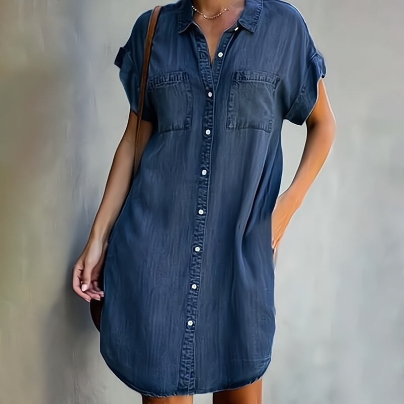 Helen™ | Button-Down Denim Shirt Dress