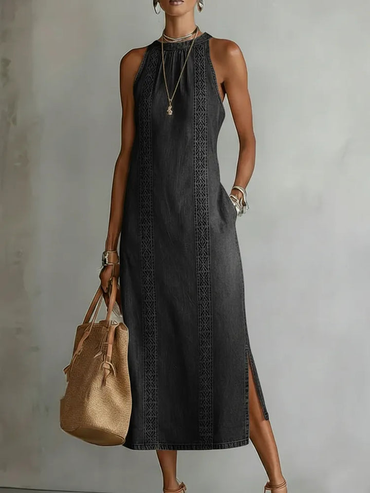Julia™ | Retro Lace Detail Denim Dress