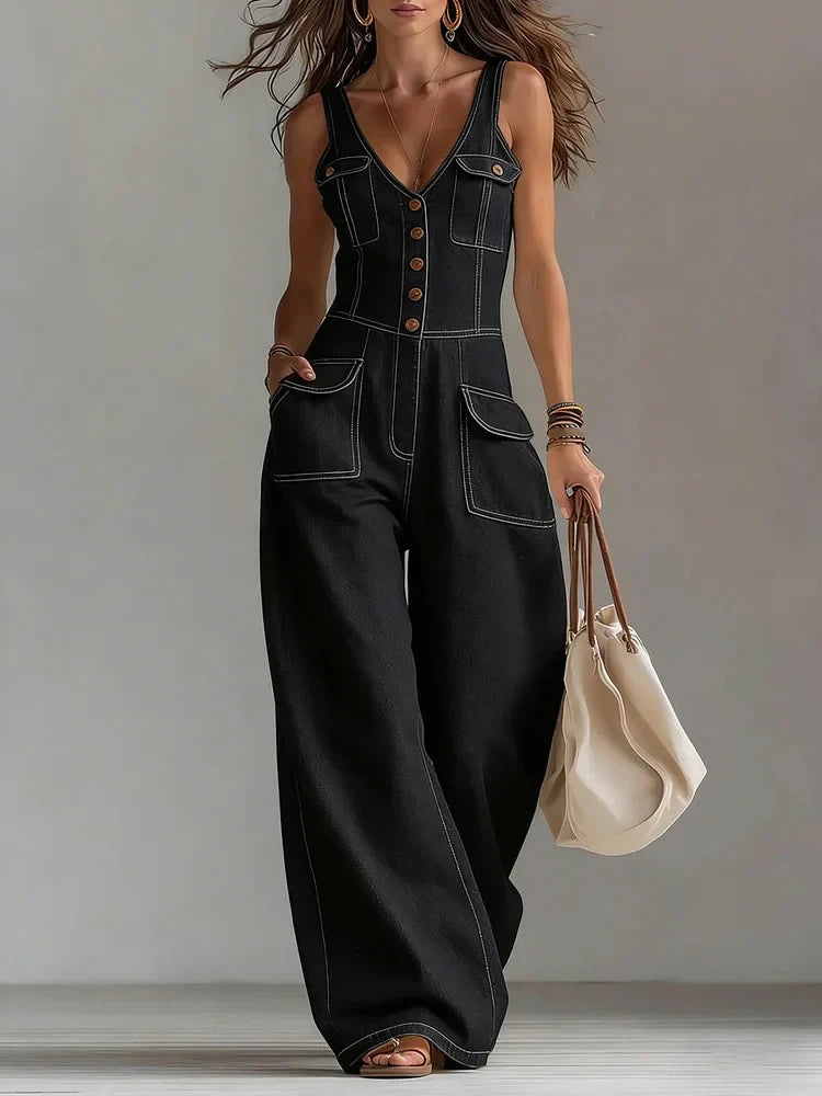 Sophie™ | Relaxed Wide-Leg Denim Jumpsuit