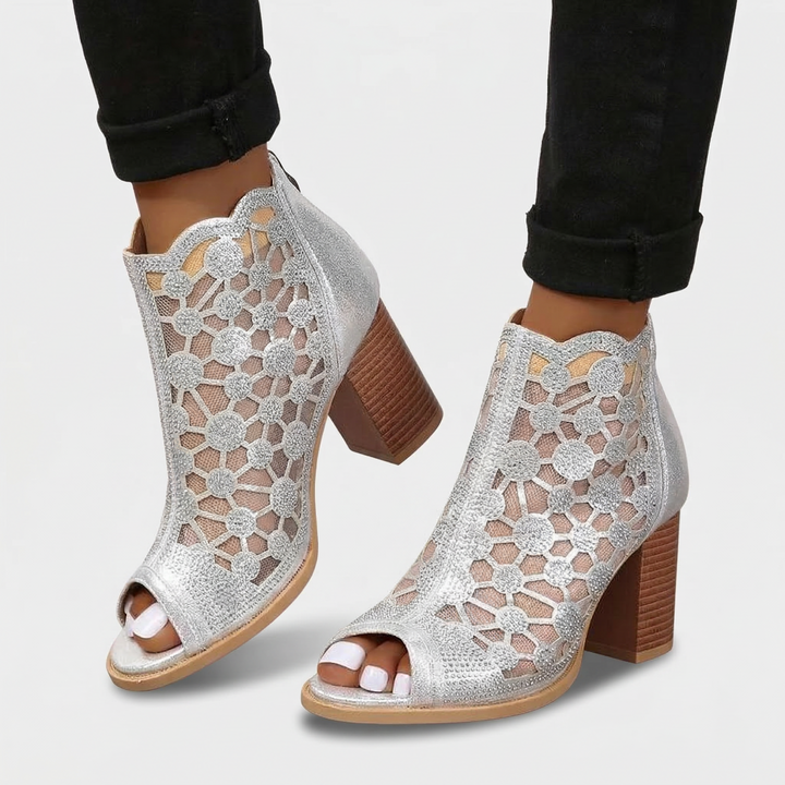 Amelisse Stylish Cut-Out Peep-Toe Heel Boots