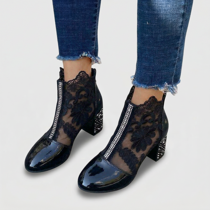Elowen Elegant Lace Embroidered Heel Boots