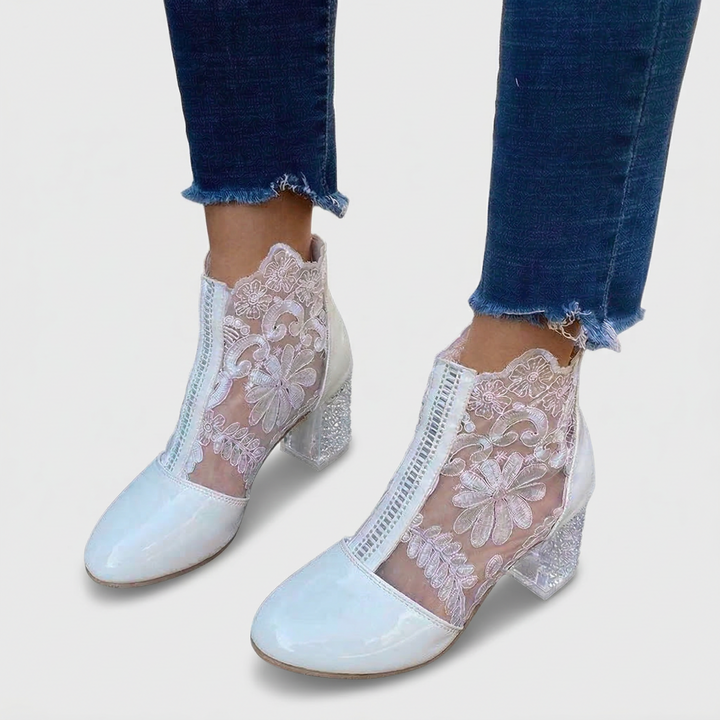 Elowen Elegant Lace Embroidered Heel Boots