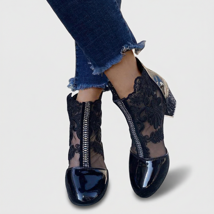 Elowen Elegant Lace Embroidered Heel Boots
