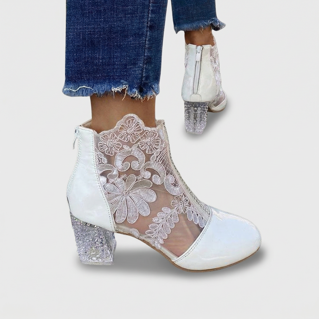 Elowen Elegant Lace Embroidered Heel Boots
