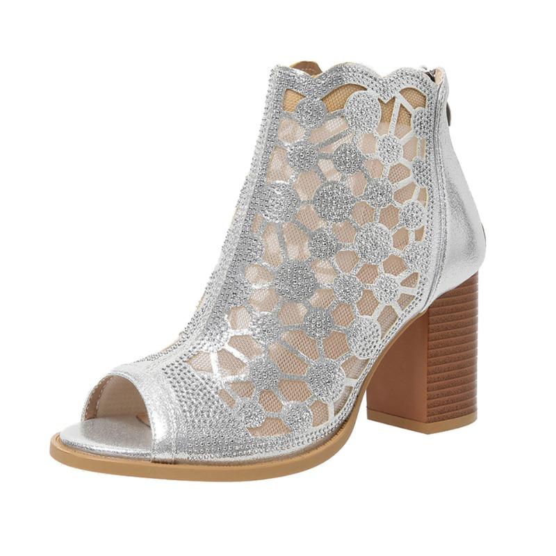 Amelisse Stylish Cut-Out Peep-Toe Heel Boots