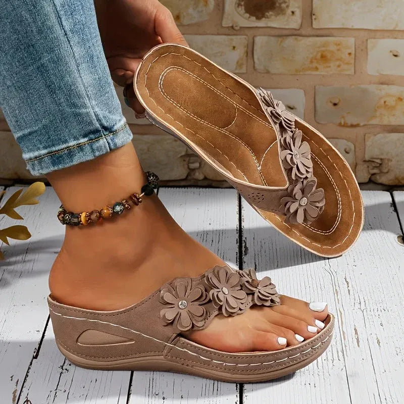 Women’s Floral Wedge Thong Sandals