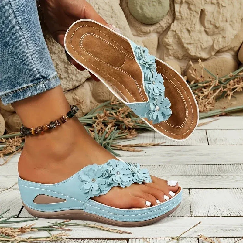 Women’s Floral Wedge Thong Sandals