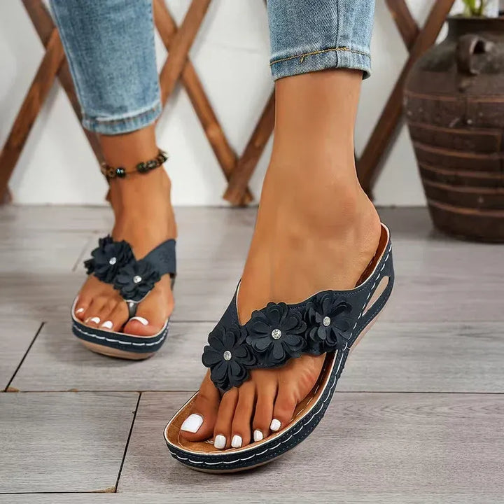 Women’s Floral Wedge Thong Sandals