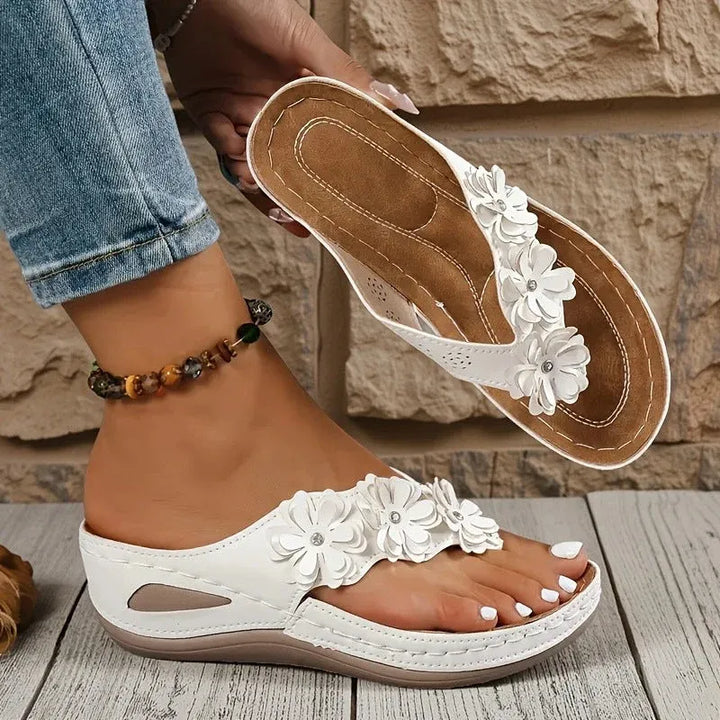 Women’s Floral Wedge Thong Sandals