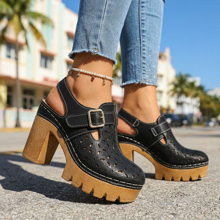Adeline Platform Buckle Clogs