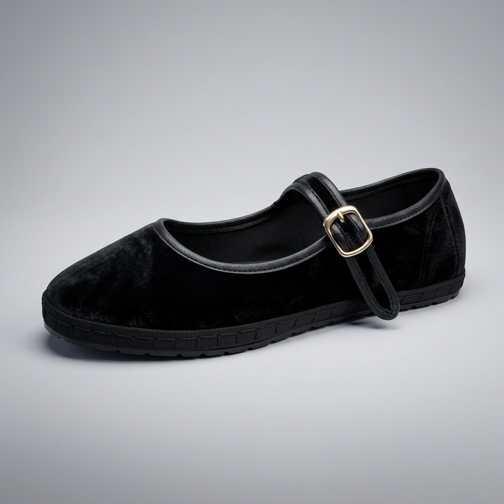 Fleur | Grey Velvet Mary Jane Loafers