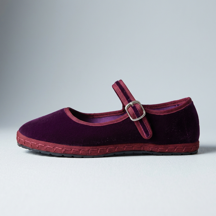 Fleur | Grey Velvet Mary Jane Loafers