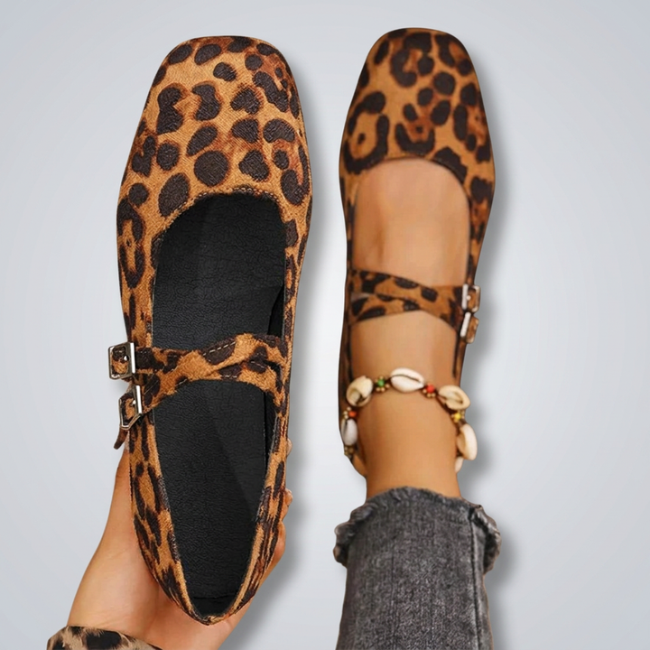 Juliette | Double Buckle Faux Suede Flats