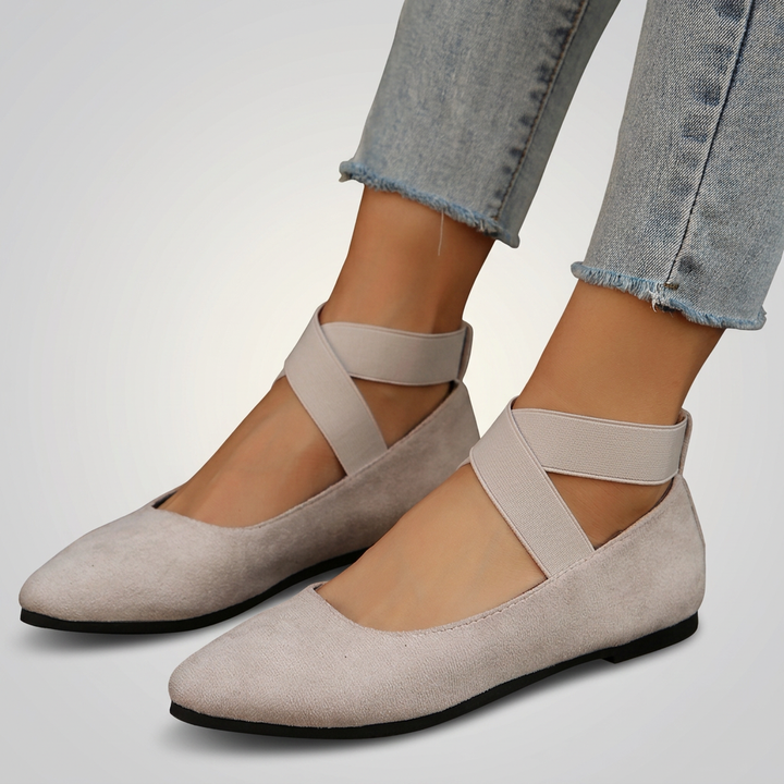 Simone | Elastic Cross-Strap Ballet Flats