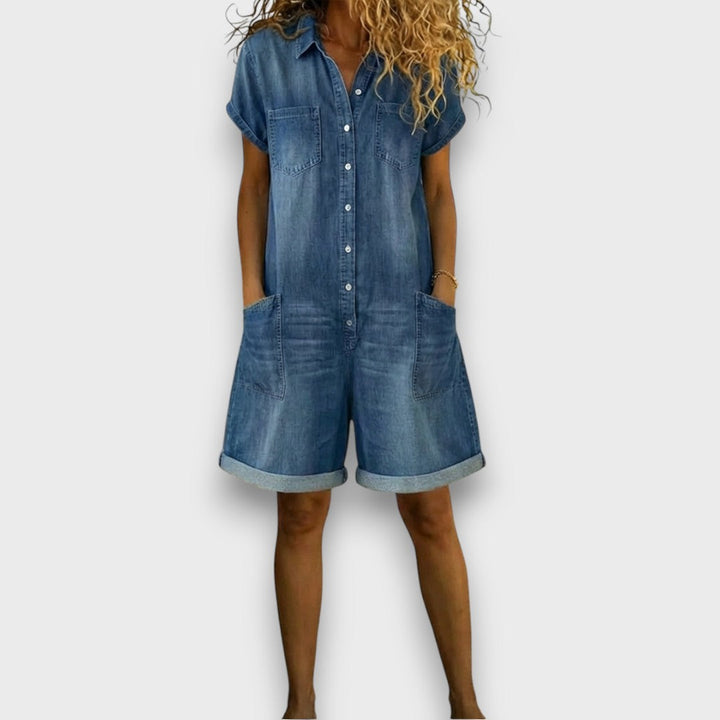 Joan™ | Cotton Denim-Look Short Overalls