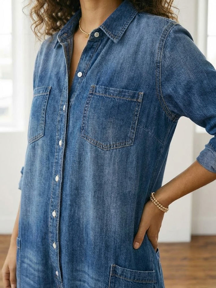Diana™ | Vintage Button-Down Denim Jumpsuit
