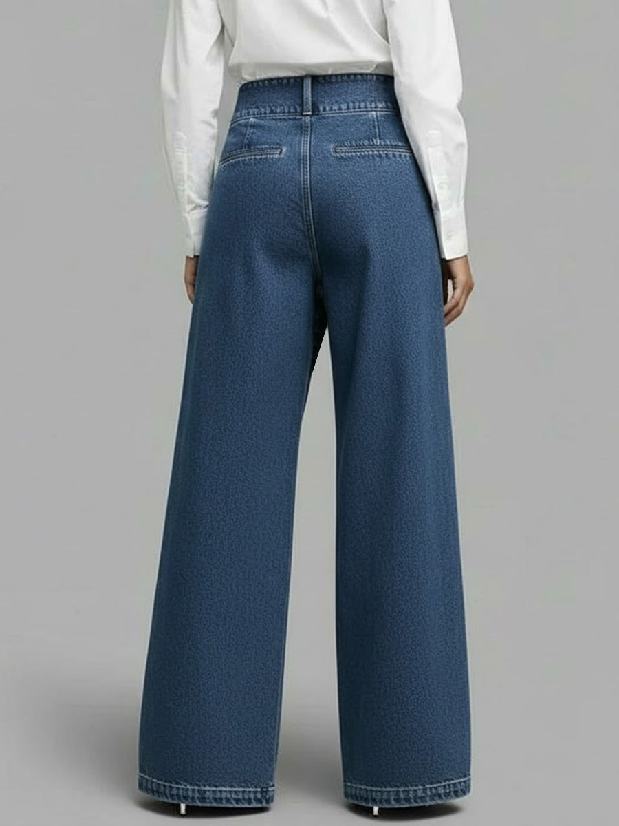 Women's High‑Waisted Relaxed Wide‑Leg Denim Jeans — Everyday Comfort