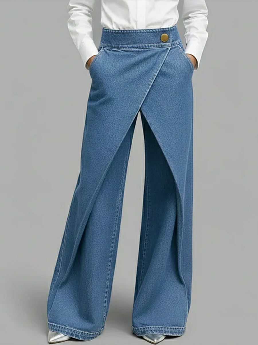 Women's High‑Waisted Relaxed Wide‑Leg Denim Jeans — Everyday Comfort