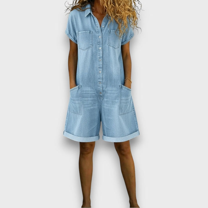 Joan™ | Cotton Denim-Look Short Overalls