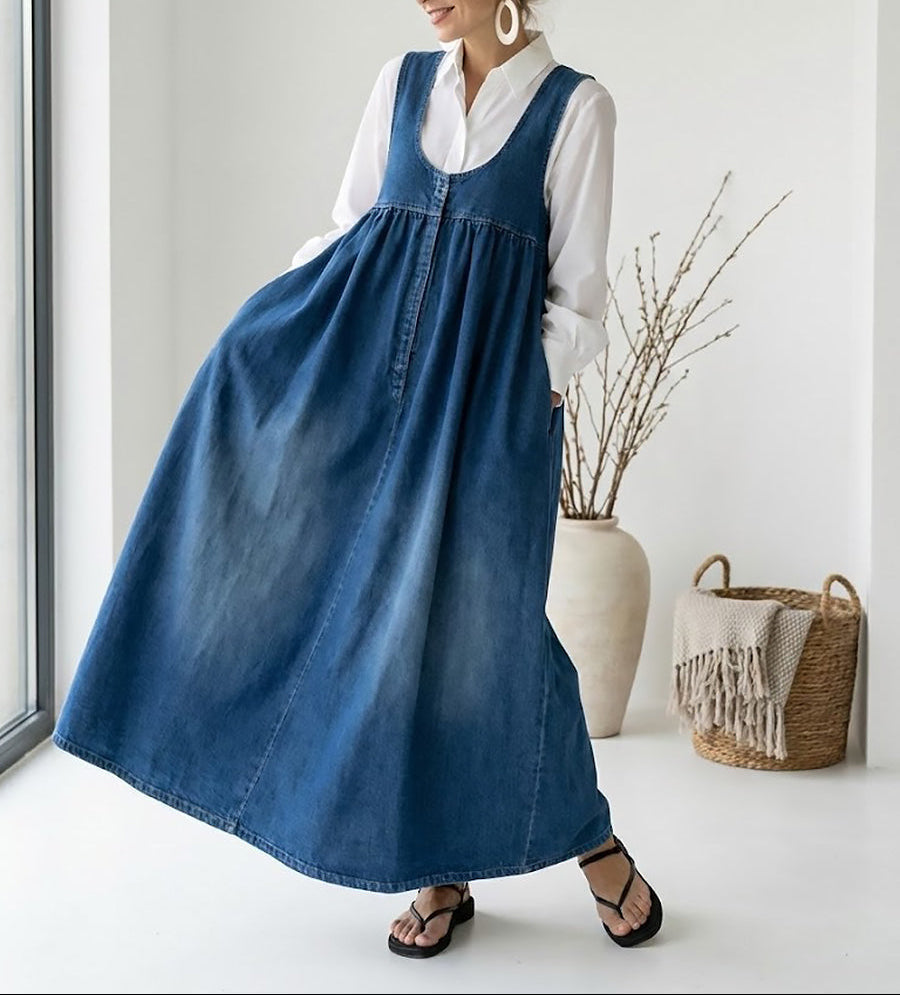 Karen™ | Vintage Washed Denim Maxi Dress