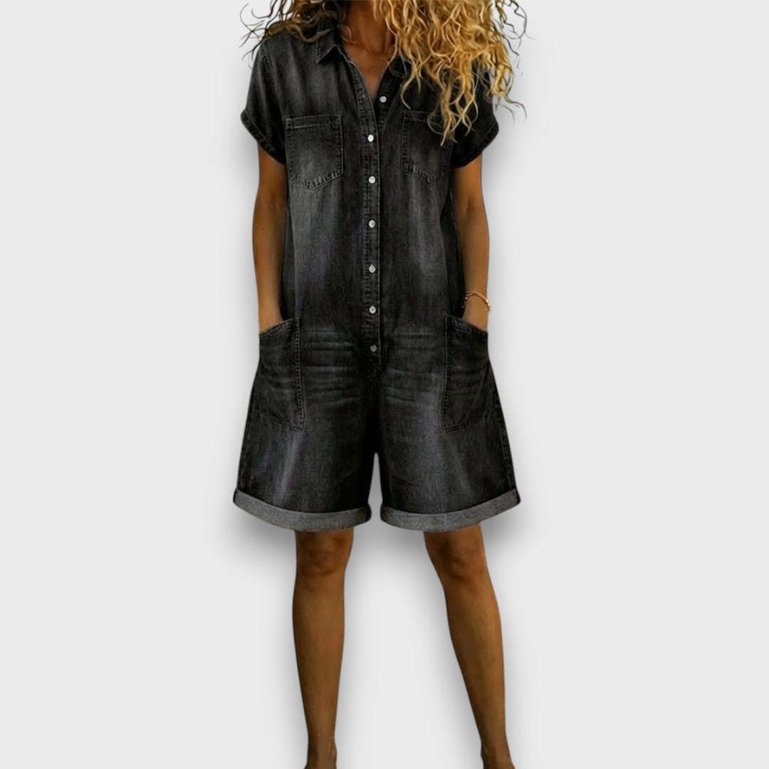 Joan™ | Cotton Denim-Look Short Overalls