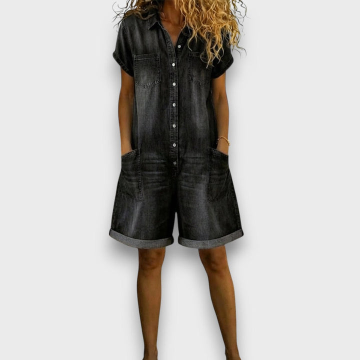 Joan™ | Cotton Denim-Look Short Overalls