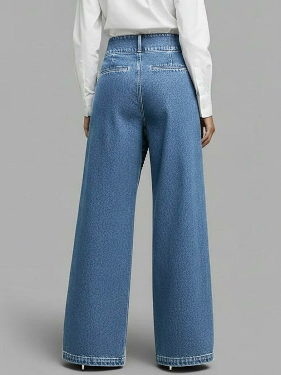 Women's High‑Waisted Relaxed Wide‑Leg Denim Jeans — Everyday Comfort