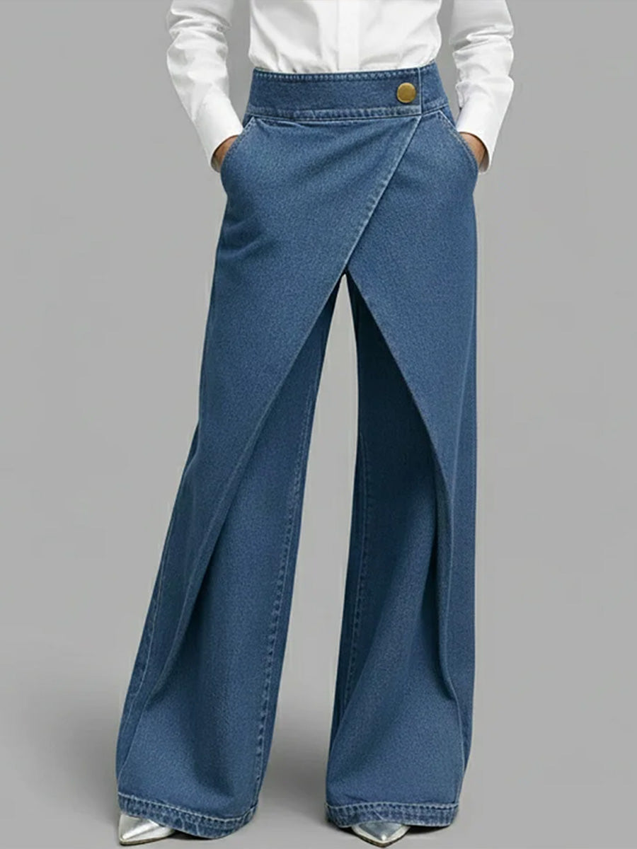 Women's High‑Waisted Relaxed Wide‑Leg Denim Jeans — Everyday Comfort