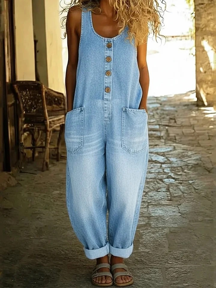 Ruth™ | Vintage Washed Cotton Denim Overalls