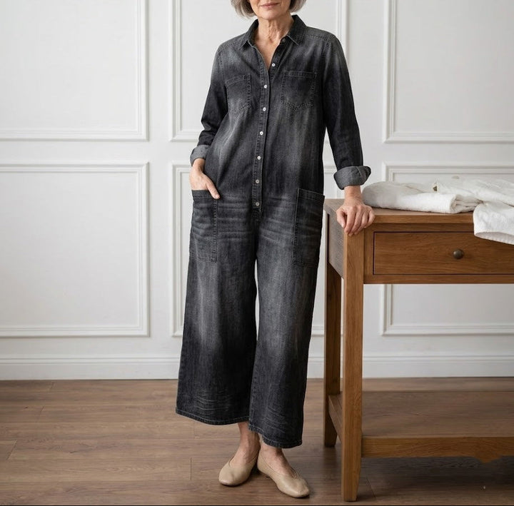 Diana™ | Vintage Button-Down Denim Jumpsuit